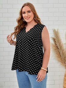 EMERY ROSE Áo hai dây Plus Size Sò điệp Chấm bi Boho - Đen và trắng - Xem 5
