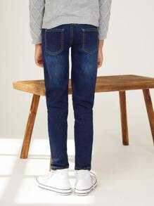 SHEIN Tween Boy Straight Leg Jeans - Dark Wash - View 2