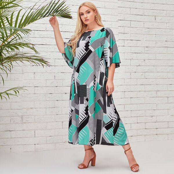 

Plus Geo Stripe Tunic Dress, Multicolor