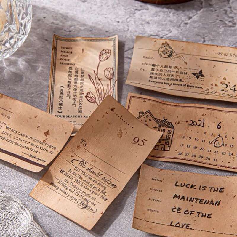 

45pcs Vintage Print Sticker, Multicolor