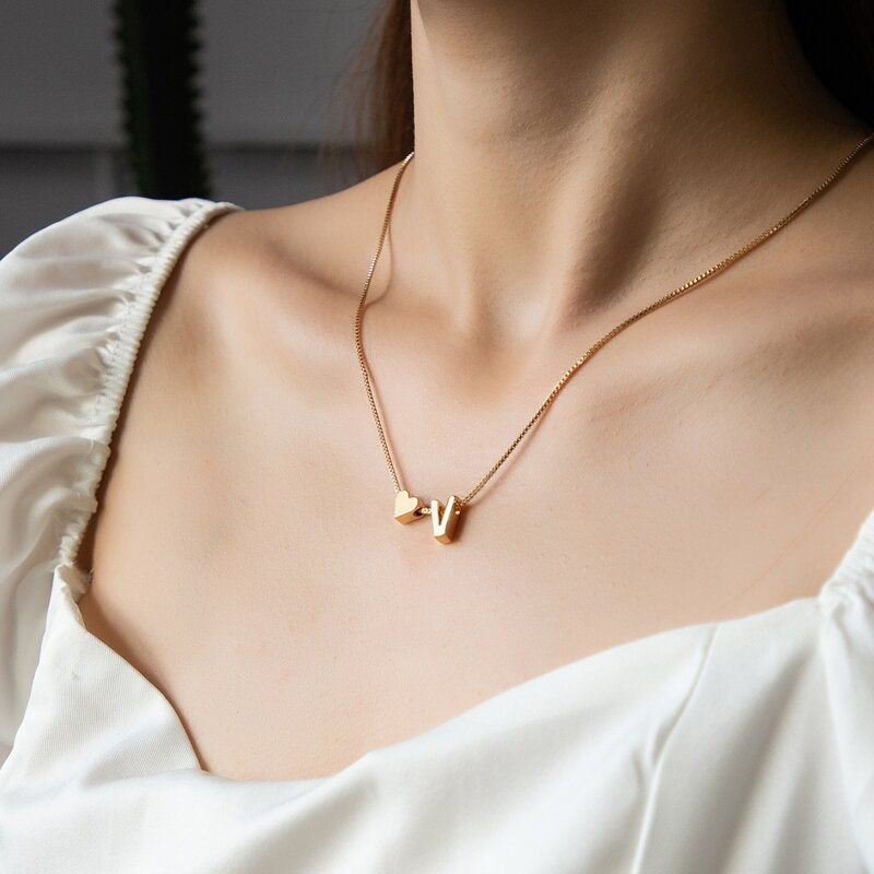 

Letter Decor Chain Necklace, Gold