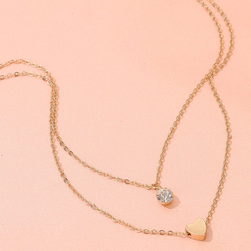 

Heart Decor Layered Chain Necklace, Gold