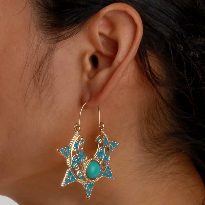 

Gemstone Decor Earrings, Blue