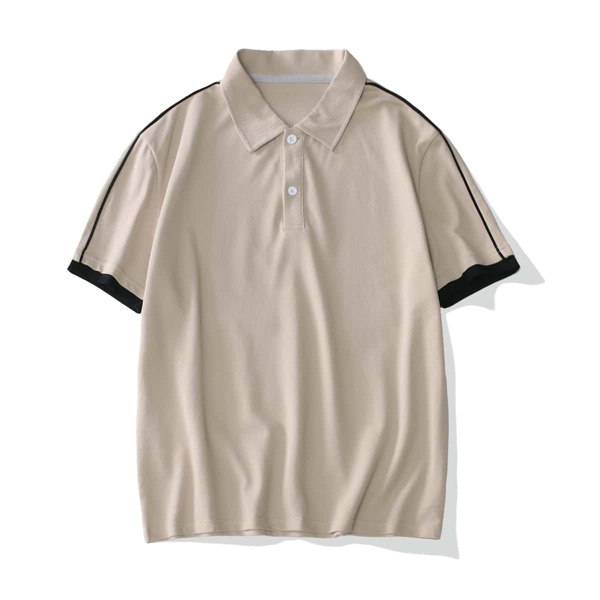 

Men Contrast Binding Polo Shirt, Apricot