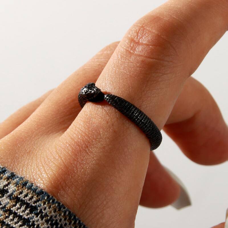 

Dragon Design Cuff Ring, Black