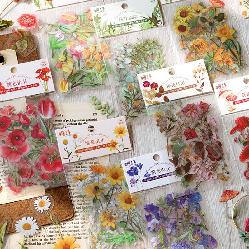 

1pack Plant Print Sticker, Multicolor