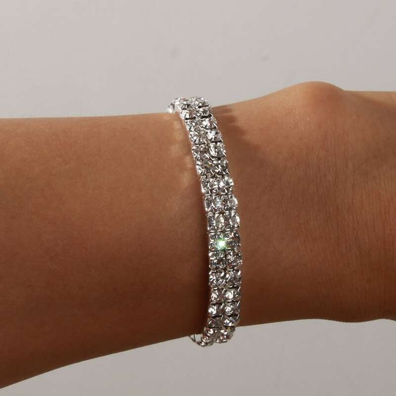 

Rhinestone Decor Bracelet, Silver