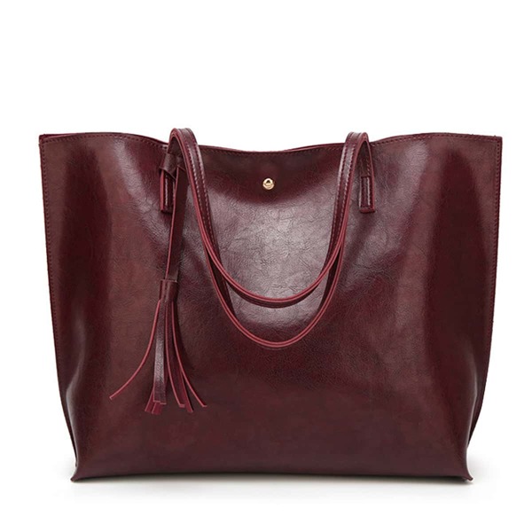 

Tassel Decor Tote Bag, Coffee brown