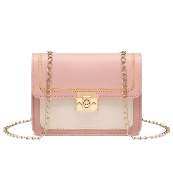 

Two Tone Flap Square Chain Bag, Pink