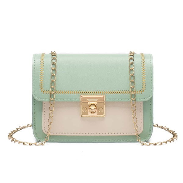 

Two Tone Flap Square Chain Bag, Green