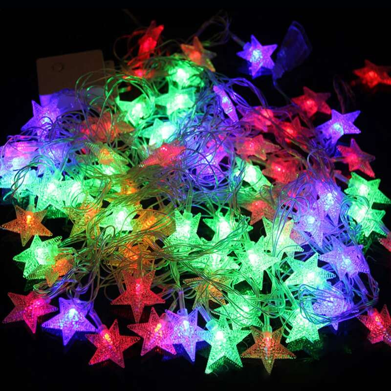

1pc Star Shaped Bulb String Light, Multicolor