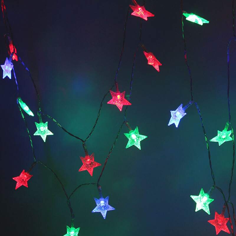 

1pc Star Shaped Bulb String Light, Multicolor
