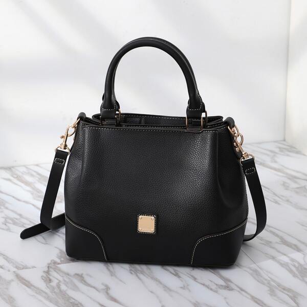 

Stitch Trim Tote Bag, Black