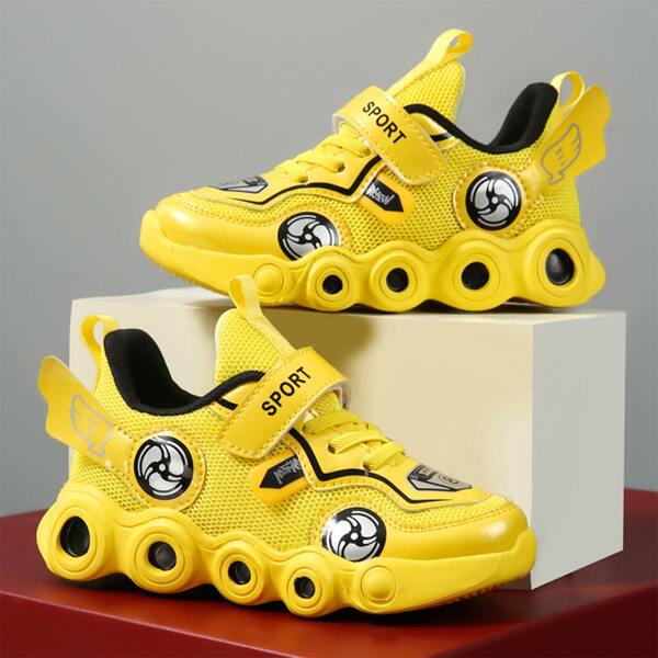 

Girls Letter Graphic Velcro Strap Chunky Sneakers, Yellow