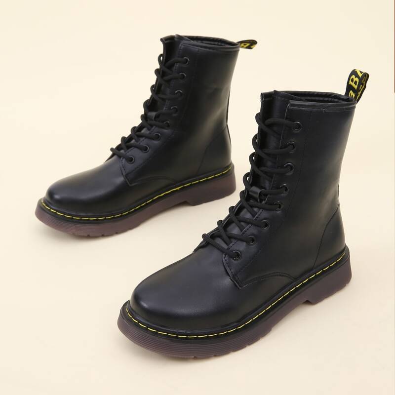 

Lace-up Front Combat Boots, Black