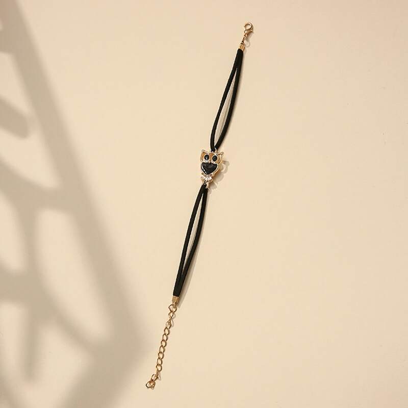 

Owl Decor Layered Bracelet, Black