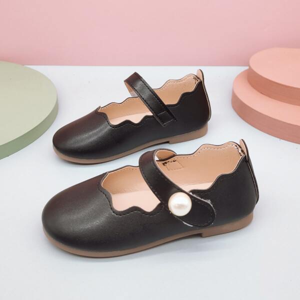 

Toddler Girls Minimalist Faux Pearl Decor Mary Janes, Black