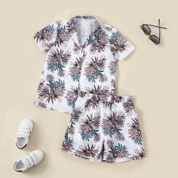 

Boys Tropical Print Button Through Shirt & Shorts, Multicolor