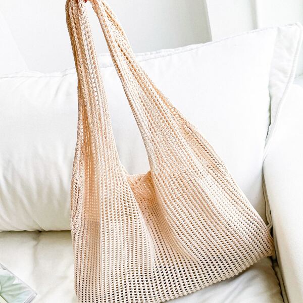 

Knit Tote Bag, Beige