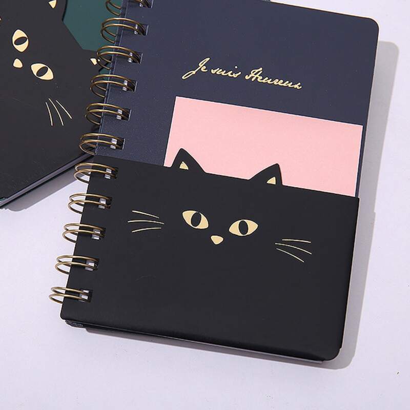 

1pc Cat Print Random Notebook, Multicolor