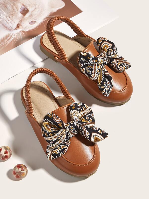 Toddler Girls Bow Decor Flat Mules
