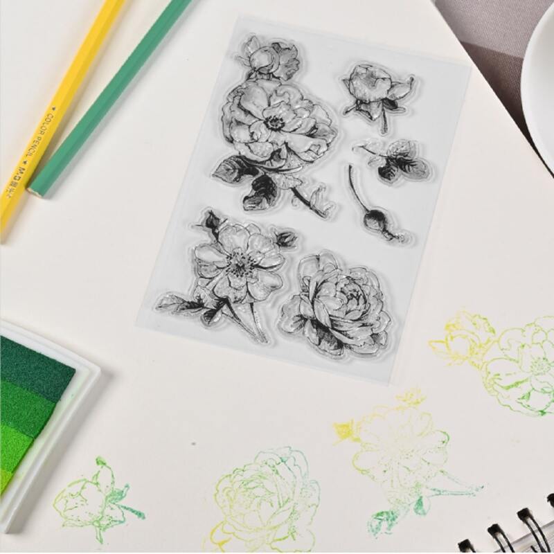 

6pcs DIY Flower Stamp, Clear