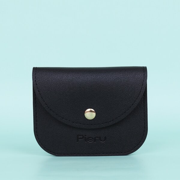 

Girls Minimalist Letter Embossed Small Wallet, Black