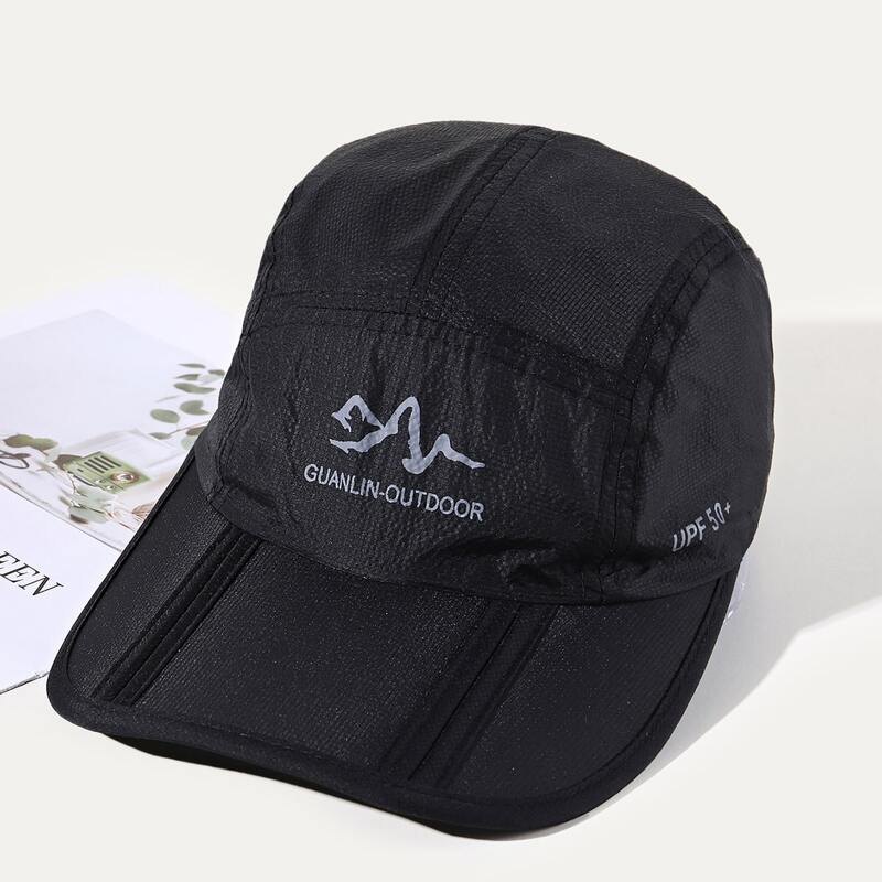 

Graphic Foldable Baseball Cap, Black