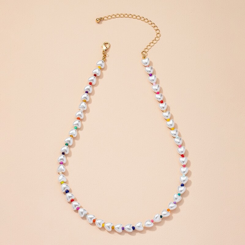 

Faux Pearl Beaded Necklace, Multicolor
