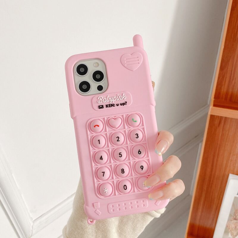 

Letter Graphic Stress Relief Phone Case, Pink