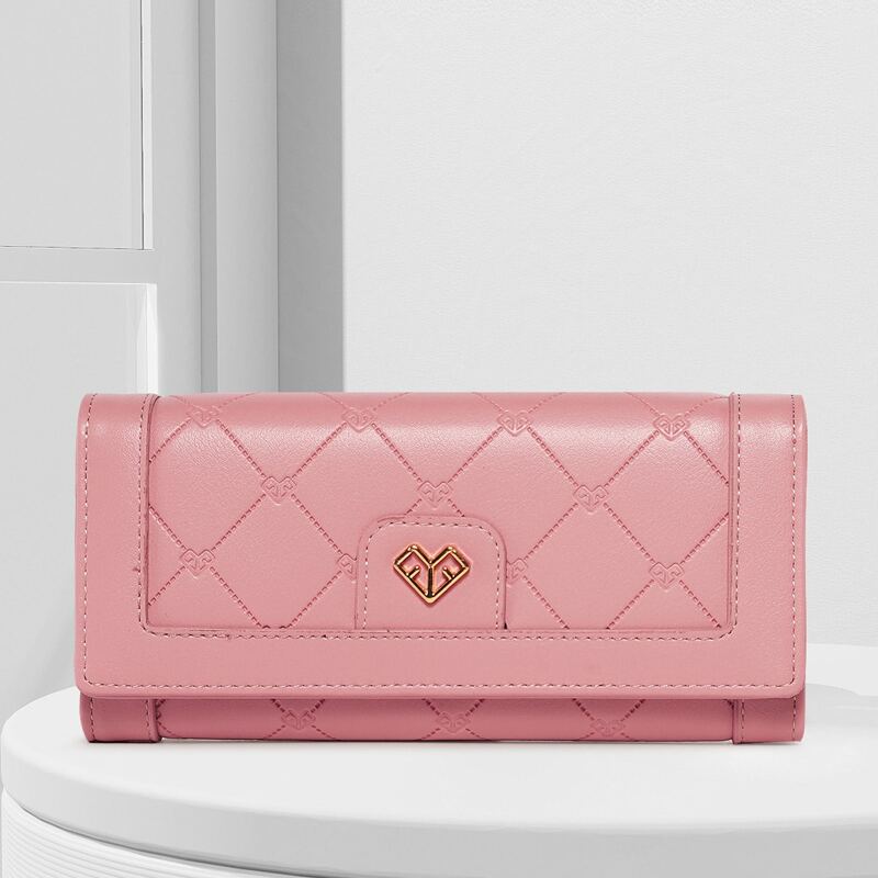 

Metal Decor Long Wallet, Pink