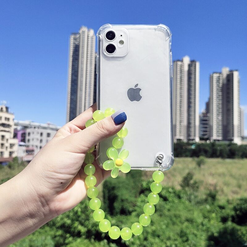 

3D Flower Decor Hand Strap Phone Case, Multicolor