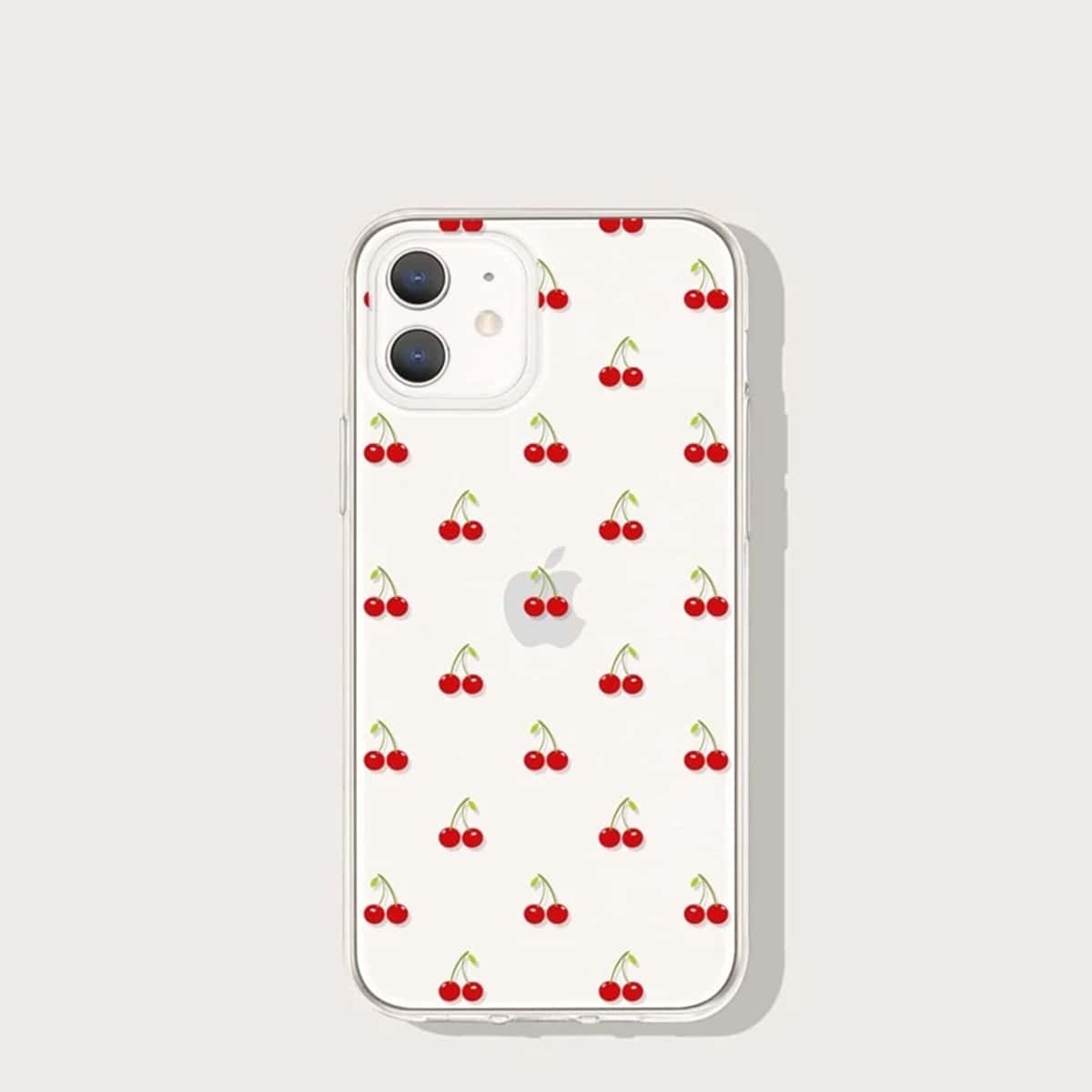 

Cherry Print Transparent Phone Case, Clear