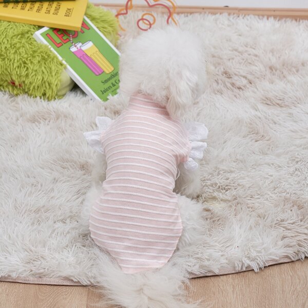 

Striped Pattern Pet Tee, Pink