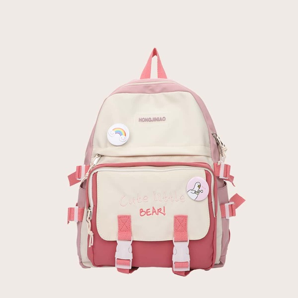 

Girls Letter Graphic Backpack, Pink