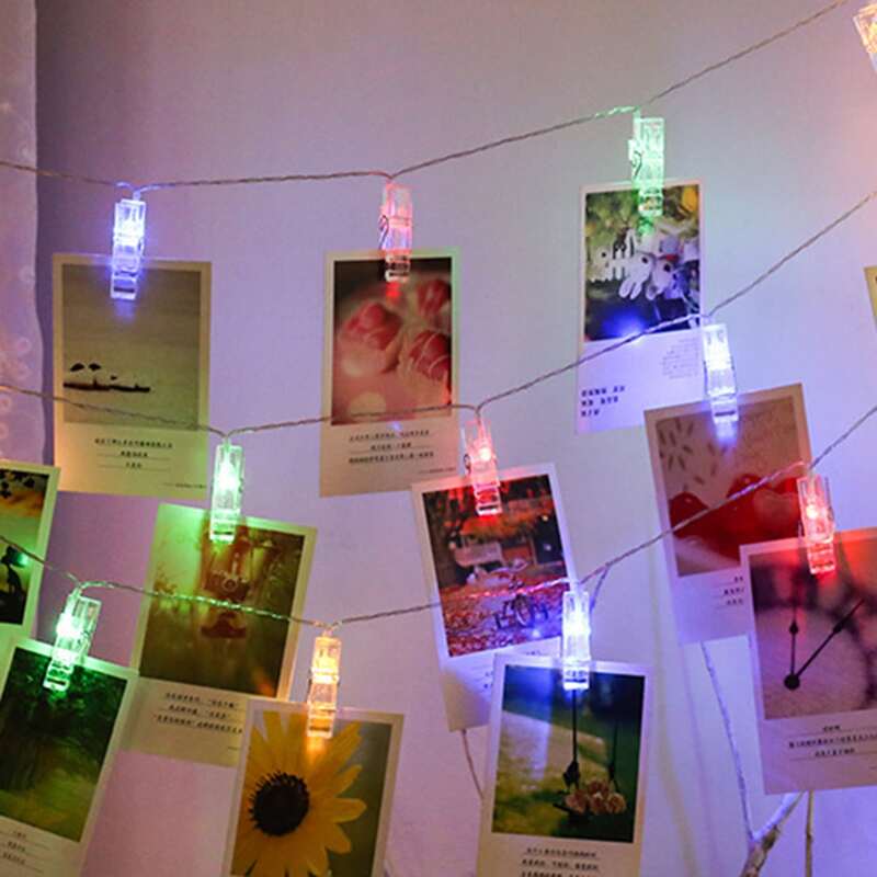 

1pc String Light With 20pcs Clip Shaped Bulb, Multicolor
