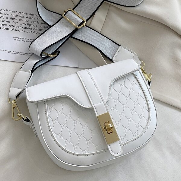 

Letter Graphic Twist Lock Saddle Bag, White