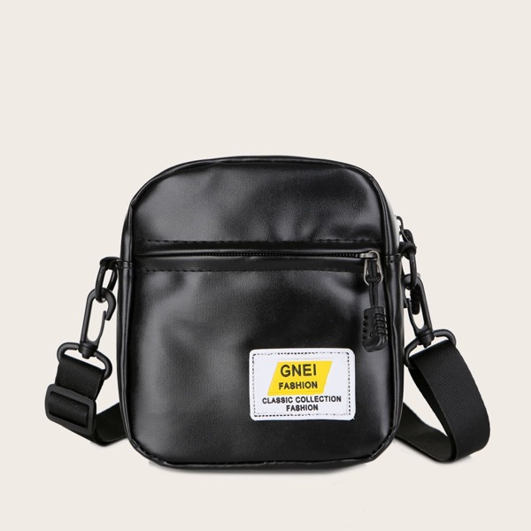 

Mini Minimalist Letter Patch Square Bag, Black