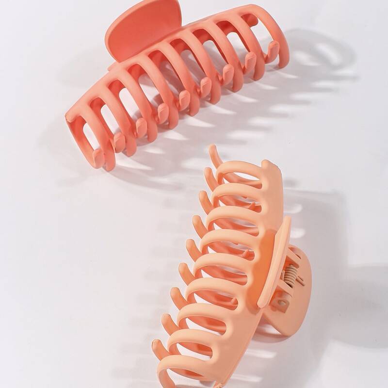 

2pcs Solid Hair Claw, Multicolor