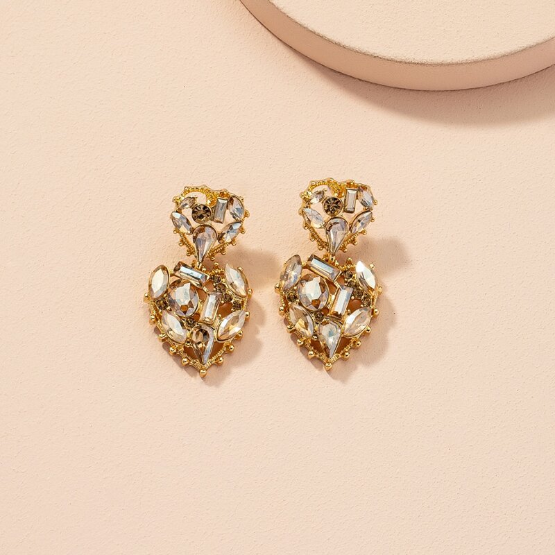 

Rhinestone Decor Earrings, Gold