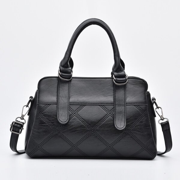 

Quilted Satchel Bag, Black