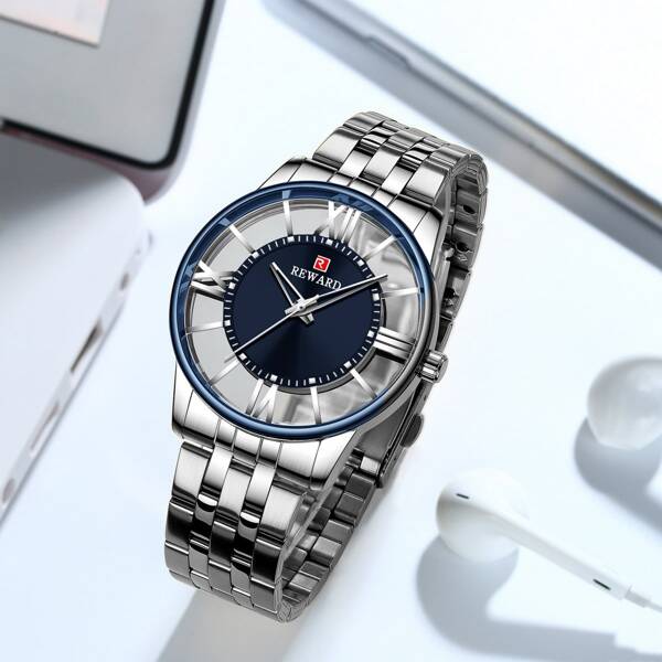 

Men Round Pointer Skeleton Quartz Watch