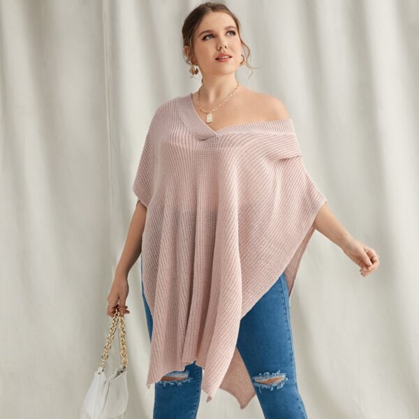 

Plus Plain Knitted Cover Up, Dusty pink