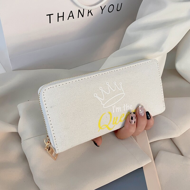 

Letter Graphic Zip Around Long Wallet, White