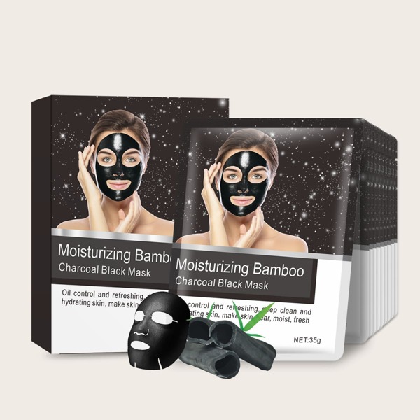 

10pcs Bamboo Charcoal Facial Sheet, Black