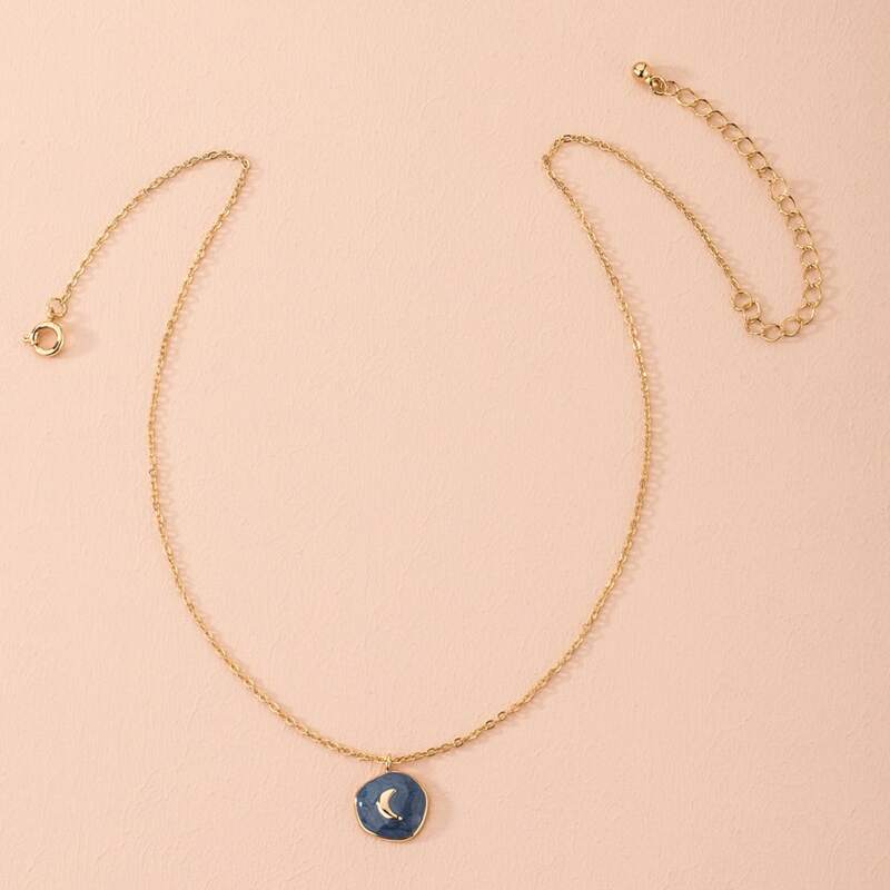

Moon Pendant Necklace, Multicolor