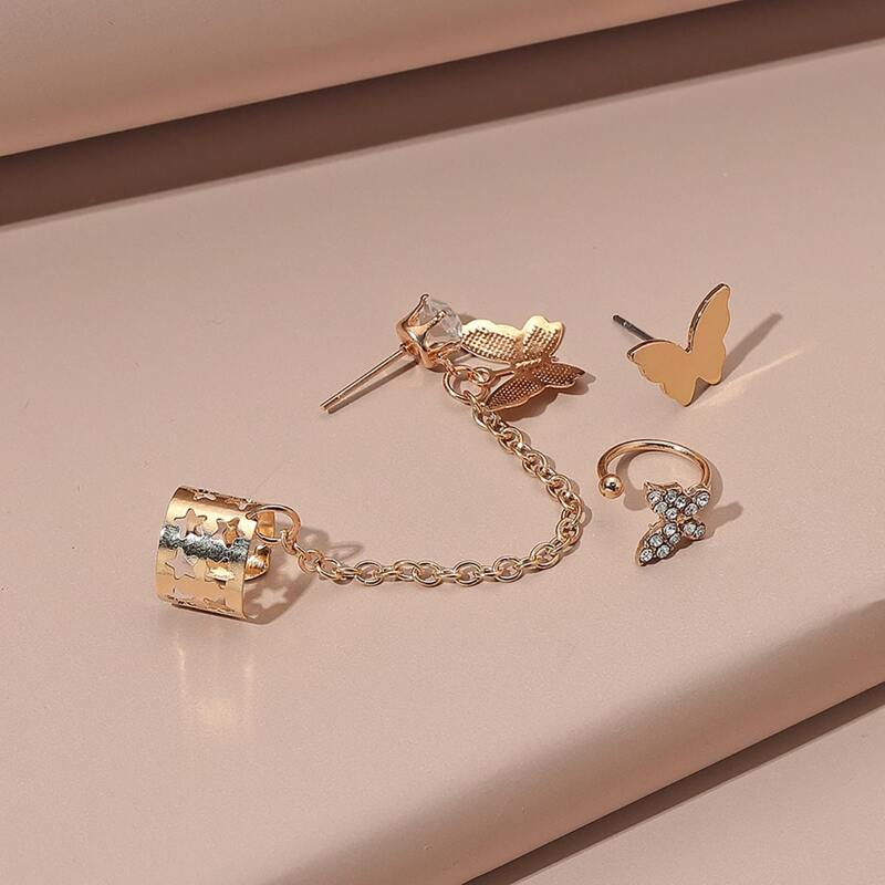 

3pcs Butterfly Earrings, Gold