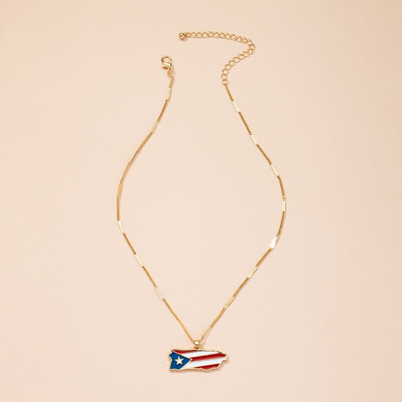 

Geo Pattern Decor Chain Necklace, Gold