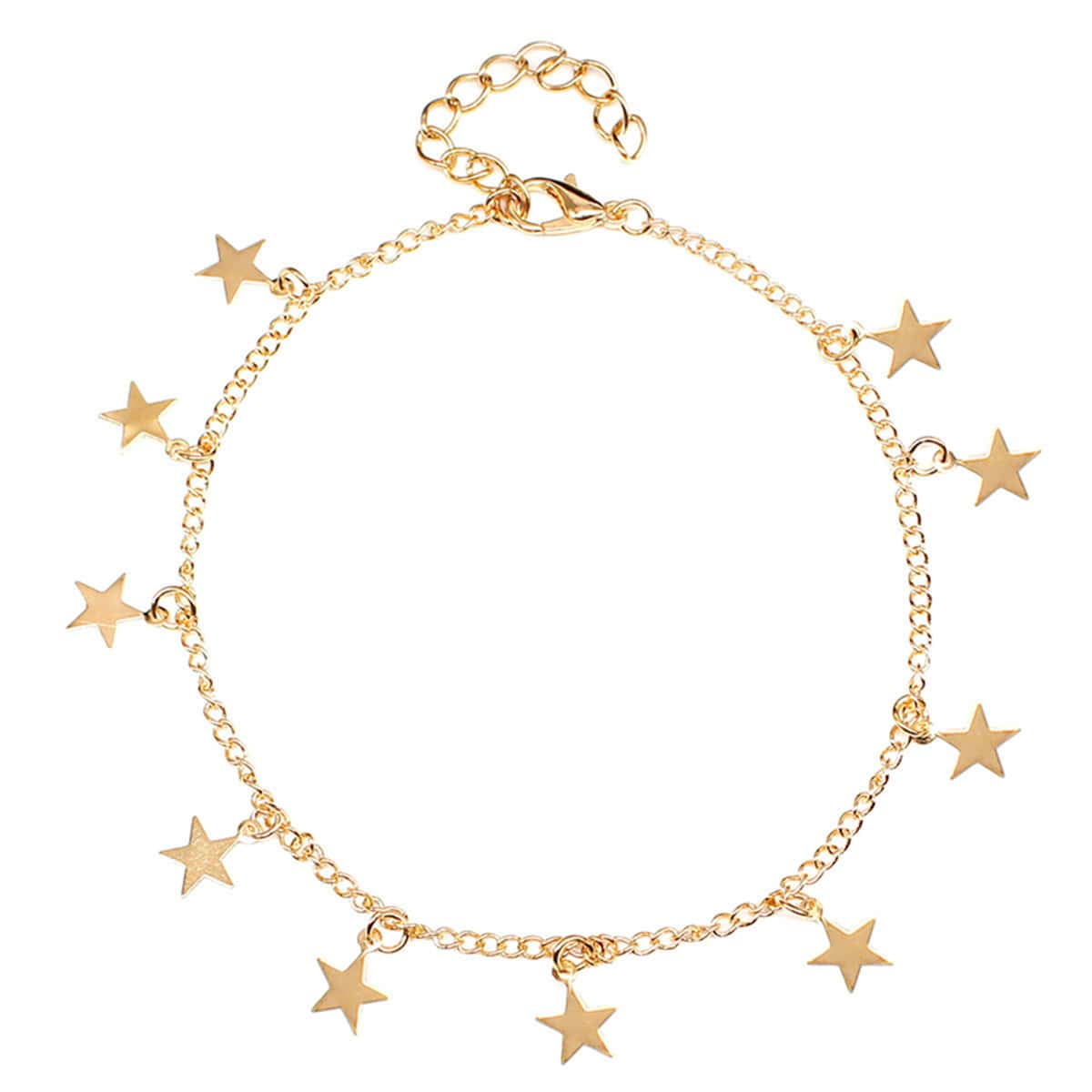 

Star Charm Chain Anklet, Gold