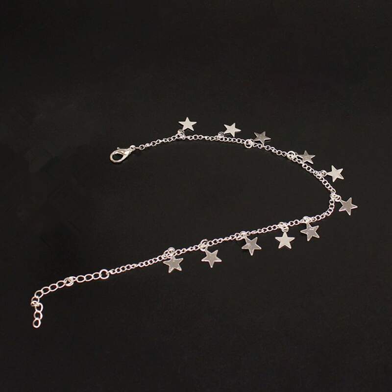 

Star Charm Chain Anklet, Silver